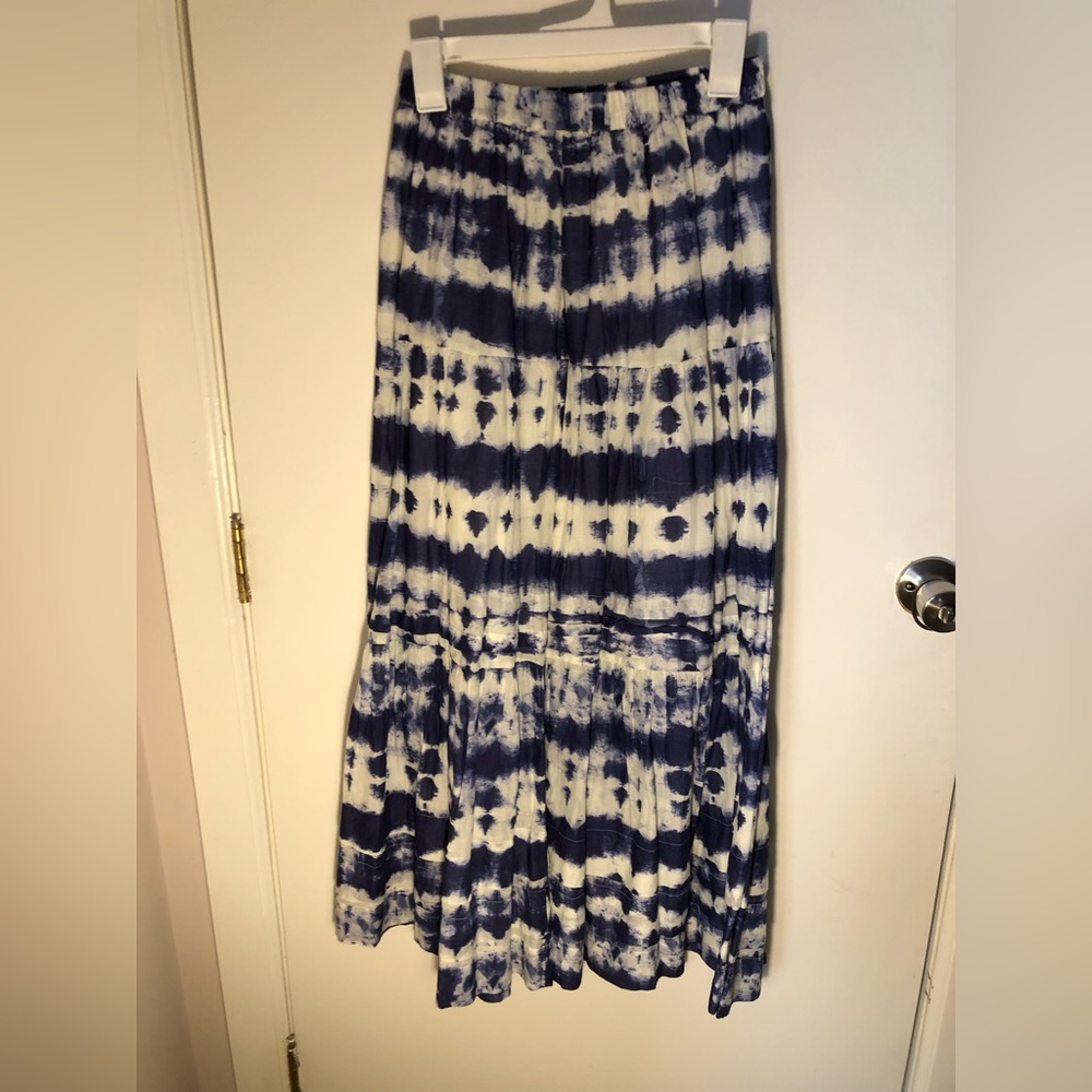 Mango, blue and white tie dye, maxi skirt